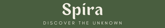 Minimalist green banner with Spíra logo and 'Discover the Unknown' text