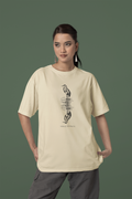 Heron reflection graphic oversized t-shirt in beige, organic cotton, relaxed fit