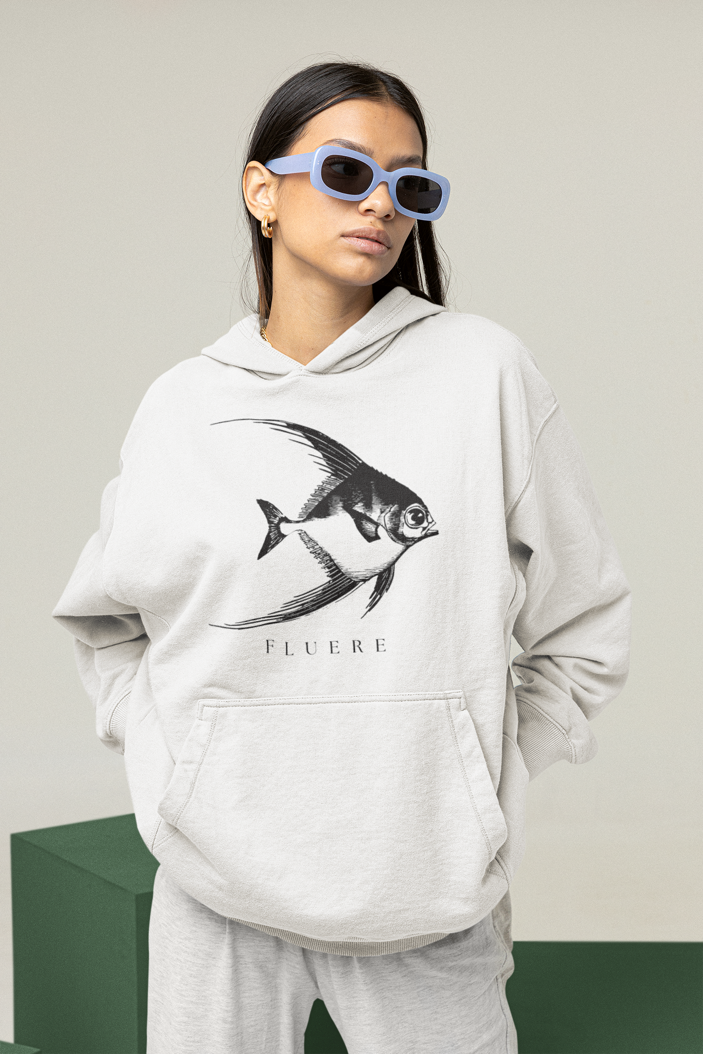 Angelfish Hoodie — Oversized Heavyweight Fleece in Grey