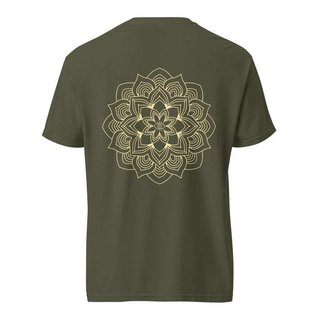 Observe Eye Graphic Mandala Print Oversized T-Shirt by Spira – Garment-Dyed, green, back view