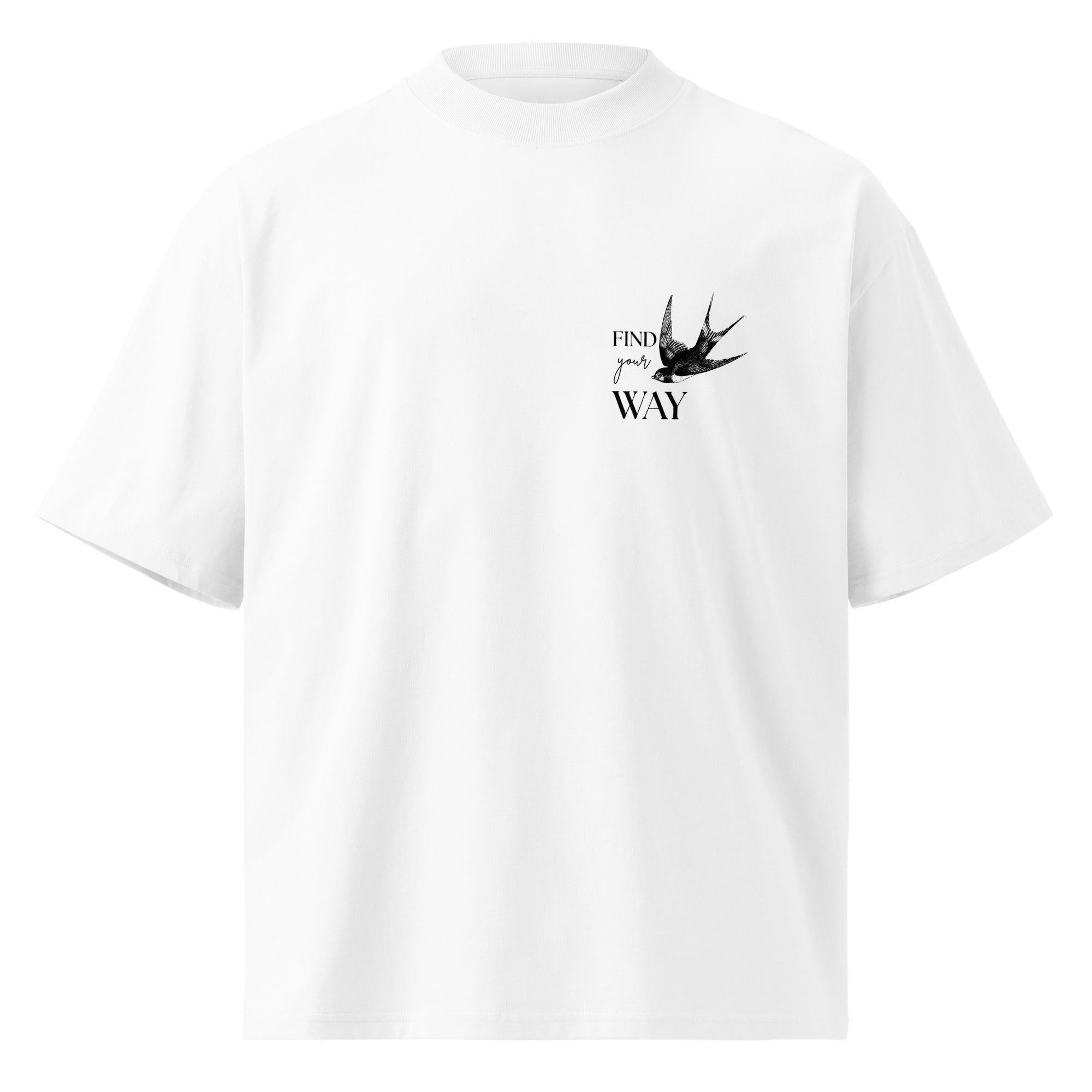 Find Your Way Swallow Graphic Tee – Organic Oversized T-Shirt by Spira, white, front view
