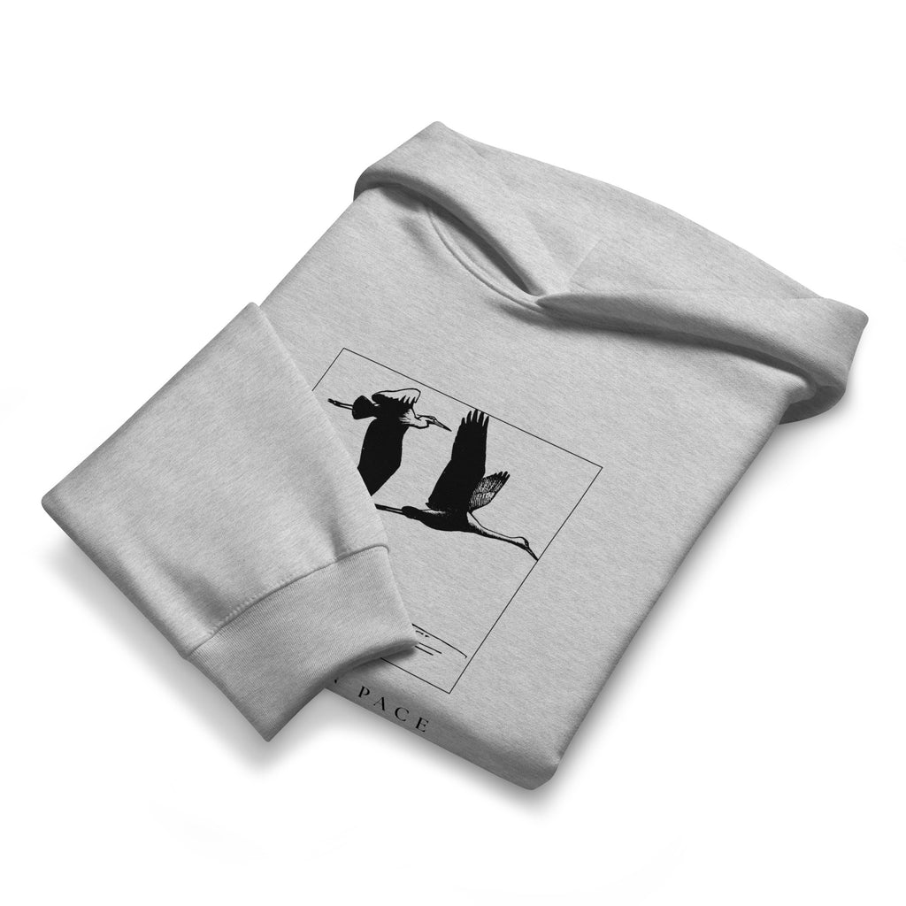 Heavyweight fleece hoodie unisex – heron graphic detail, front