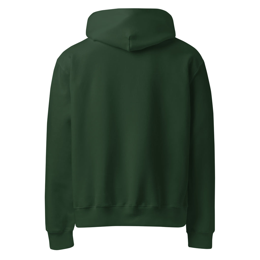 Angelfish graphic oversized heavyweight hoodie in forest green back