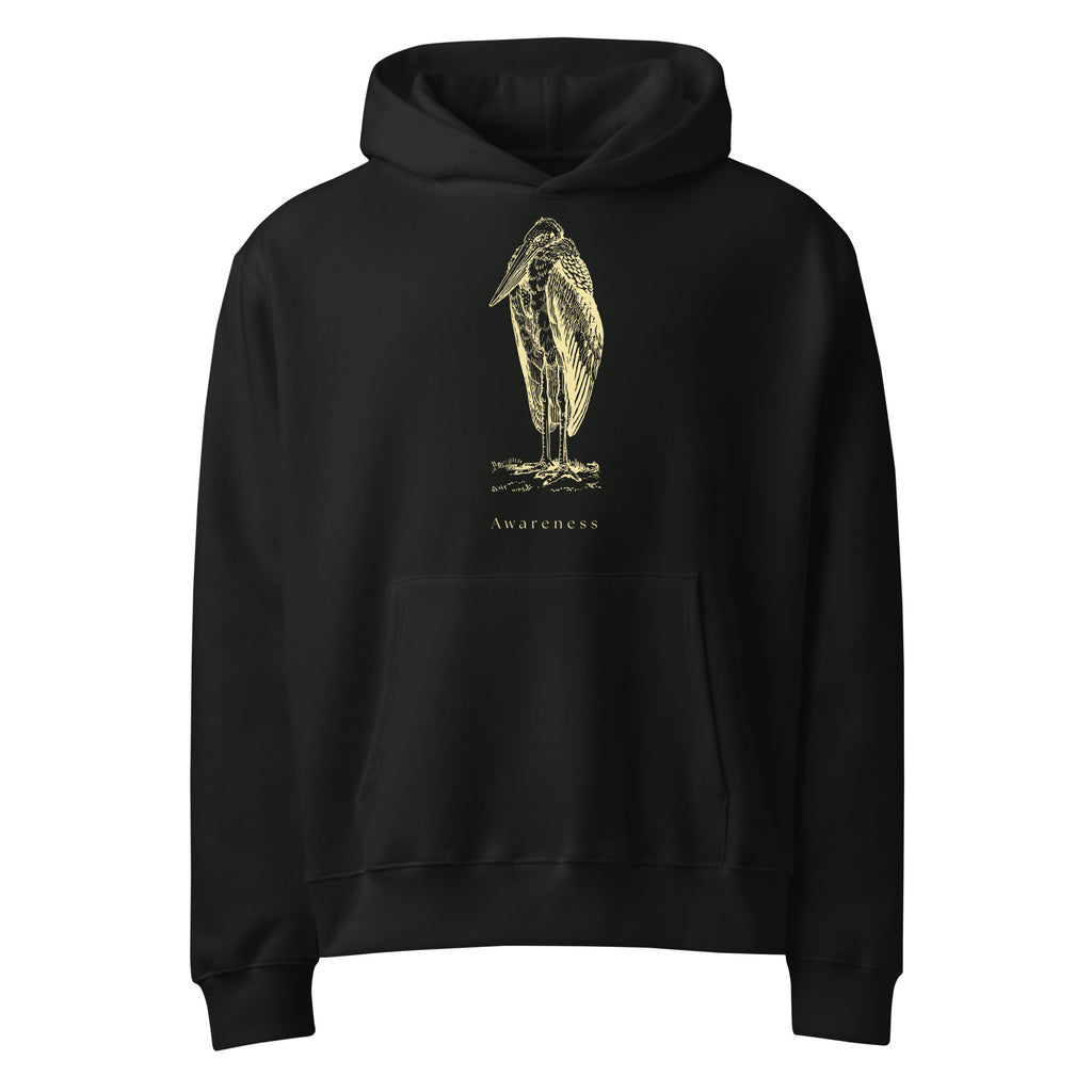Awareness stork graphic oversized heavyweight hoodie front view