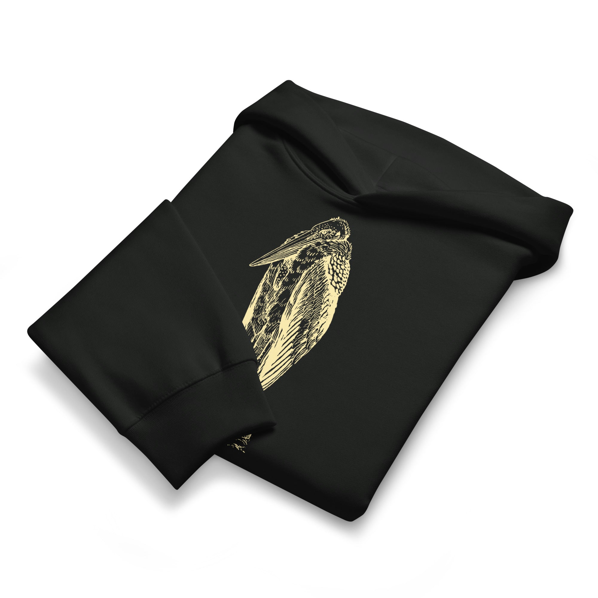 Awareness stork graphic oversized heavyweight hoodie folded view